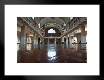 Great hall at Ellis Island Immigration Museum Photo Matted Framed Art Print Wall Decor 20x26 inch
