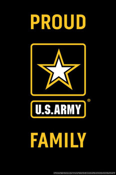 Laminated Proud US Army Family Logo USA American Military Veteran Motivational Patriotic Officially Licensed Poster Dry Erase Sign 24x36