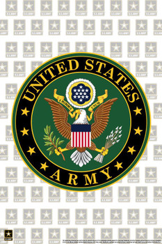 US Army Seal Logo Pattern White USA Army Family American Military Veteran Motivational Patriotic Officially Licensed Thick Paper Sign Print Picture 8x12