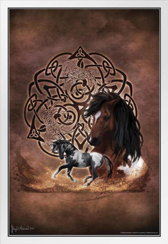Celtic Horse by Brigid Ashwood Wild Horses Decor Galloping Horses Wall Art Horse Poster Print Poster Horse Pictures Wall Decor Running Horse Breed Poster White Wood Framed Art Poster 14x20