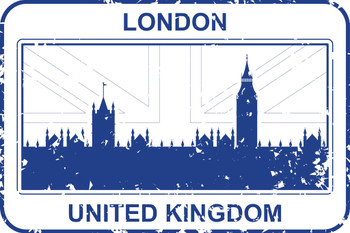 London UK Passport Rubber Stamp Travel Stamp Cool Wall Decor Art Print Poster 18x12