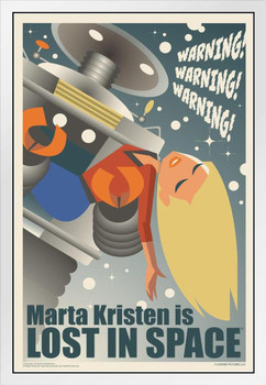 Marta Kristen Is Lost In Space by Juan Ortiz White Wood Framed Poster 14x20