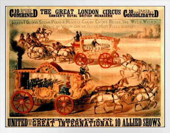 The Great London Circus Sangers Royal British Managerie White Wood Framed Poster 20x14