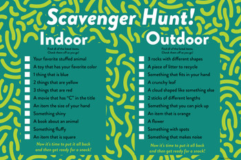 Indoor Outdoor Scavenger Hunt Game For Kids Checklist Family Fun Activity Children Homeschool Cool Wall Decor Art Print Poster 12x18