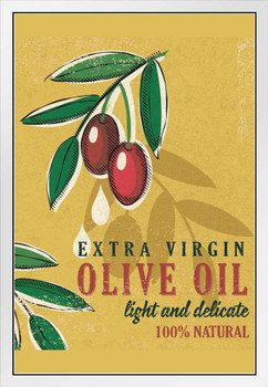 Extra Virgin Olive Oil Light and Delicate Vintage Style Advertisement White Wood Framed Poster 14x20