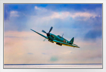 Reconnaissance Spitfire by Chris Lord Photo Photograph Airplane Aircraft White Wood Framed Art Poster 14x20