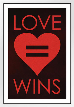 Love Wins Red White Wood Framed Poster 14x20