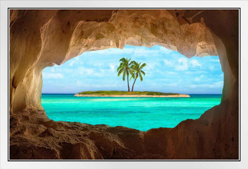 Paradise in the Caribbean Photo Photograph White Wood Framed Poster 20x14