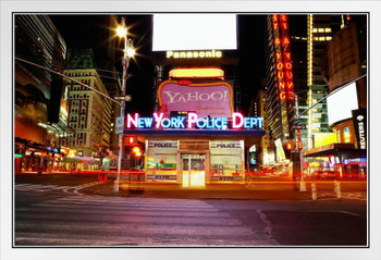 NYPD Police Department Manhattan Times Square Precinct New York City Photo Photograph White Wood Framed Poster 20x14