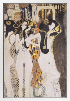 Gustav Klimt Gorgons and Typheus Gothic Reaper Art Nouveau Prints and Posters Gustav Klimt Canvas Wall Art Fine Art Wall Decor Women Landscape Abstract Painting White Wood Framed Art Poster 14x20