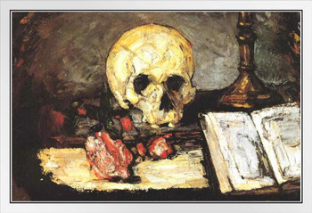 Cezanne Skull and Candlestick Impressionist Posters Paul Cezanne Art Prints Nature Landscape Painting Flower Wall Art French Artist Garden Romantic Art White Wood Framed Art Poster 20x14