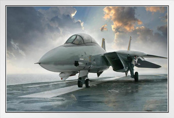 F14 Tomcat Supersonic Twin Engine Fighter Jet Photo Photograph White Wood Framed Poster 20x14