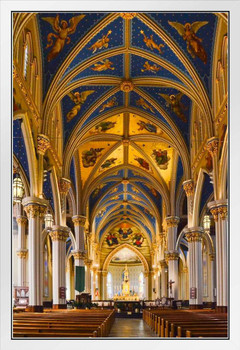 Interior Basilica of the Sacred Heart Notre Dame Photo Photograph White Wood Framed Poster 14x20