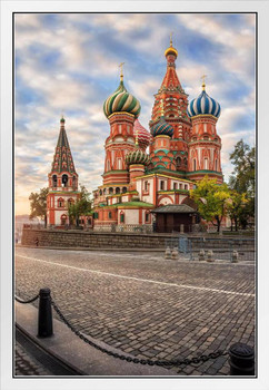 Saint Basils Cathedral Red Square Moscow Russia Photo Photograph White Wood Framed Poster 14x20
