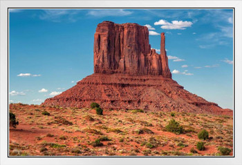 West Mitten Buttes Monument Valley Arizona Photo Photograph White Wood Framed Poster 20x14