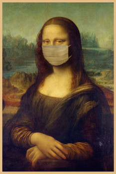 Mona Lisa Wearing A Face Mask Pandemic Art Parody Funny Meme Cool Wall Decor Art Print Poster 12x18