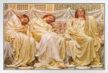 Albert Joseph Moore The Dreamers 1882 Academicism Style Victorian Oil On Canvas White Wood Framed Poster 14x20