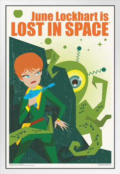 June Lockhart Is Lost In Space by Juan Ortiz White Wood Framed Poster 14x20