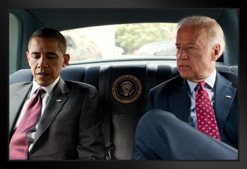 President Barack Obama Joe Biden Limousine Official Photo Democratic Party Liberal Black Wood Framed Poster 14x20