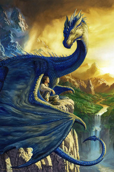 Eragon Dragon With Boy by Ciruelo Artist Painting Fantasy Cool Wall Decor Art Print Poster 24x36