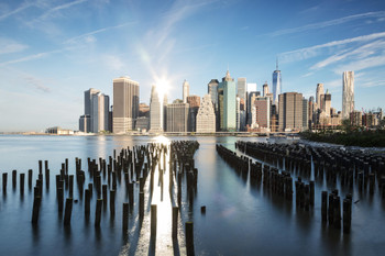 Lower Manhattan from Brooklyn Piers New York City Photo Photograph Cool Wall Decor Art Print Poster 18x12