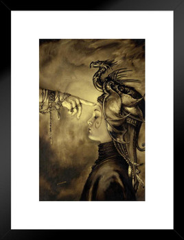 Initiation Dragon Headpiece Worship Mystic Religion by Ciruelo Fantasy Religious Anointed Painting Gustavo Cabral Matted Framed Wall Decor Art Print 20x26