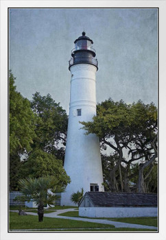 Key West Lighthouse Whiteheads Point Florida Photo Photograph White Wood Framed Poster 14x20