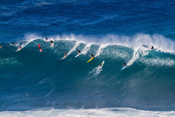 Surfers Riding Wave Hawaii Surfing Photo Photograph Summer Beach Surfboard Cool Huge Large Giant Poster Art 36x54