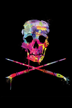 Artskull with Paintbrushes Colorful Cool Wall Decor Art Print Poster 12x18
