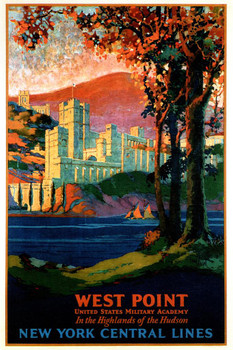 West Point Hudson Valley New York Central Lines Train Railroad Vintage Illustration Travel Cool Huge Large Giant Poster Art 36x54