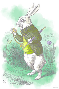 Laminated Alice In Wonderland White Rabbit John Tenniel Cute Pastel Watercolor Kids Room Nursery Poster Dry Erase Sign 12x18