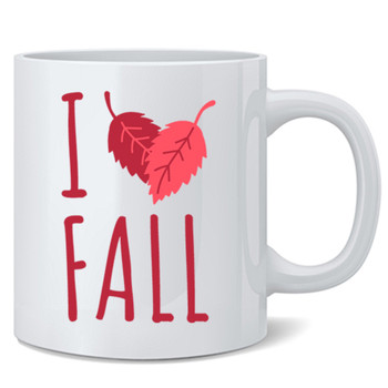 I Love Fall Leaves Autumn Cute Ceramic Coffee Mug Tea Cup Fun Novelty Gift 12 oz