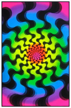Swirls Blacklight Poster Classic Retro Trippy Flocked Felt Velvet UV Black Light Reactive Psychedelic Colorful Aura Spiral Fantasy 23x35 inch