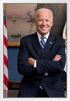 Joe Biden Official Portrait Photo White Wood Framed Poster 14x20