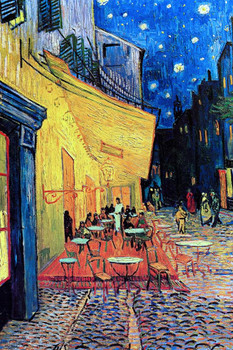 Laminated Vincent Van Gogh Cafe Terrace At Night Van Gogh Wall Art Impressionist Painting Style Cafe Town Wall Decor Landscape Night Sky Poster Starry Night Decor Fine Art Poster Dry Erase Sign 24x36