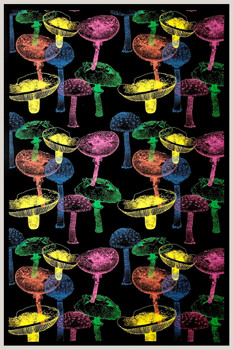 Magic Mushrooms Colorful Retro Vintage Style Cool Psychedelic Trippy Hippie Decor UV Light Reactive Black Light Eco Blacklight Poster For Room