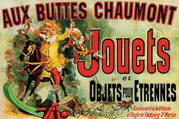 Jules Cheret Aux Buttes Chaumont Jouets 1885 Vintage French Department Store Toy Ad Poster - 36x24