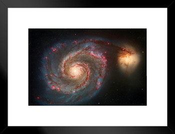 Out Of This Whirl Whirlpool Galaxy Companion Galaxy Matted Framed Wall Art Print 26x20