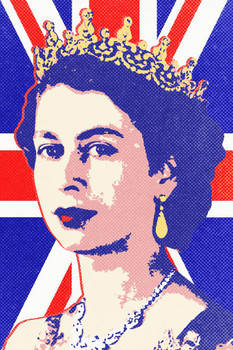 Laminated Queen Elizabeth II UK Pop Art Portrait Poster Union Jack Queen Mother Royal Family Crown Flag Picture Poster Dry Erase Sign 12x18