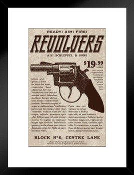 Vintage Victorian Style Revolver Handgun Advertisement Matted Framed Art Print Wall Decor 20x26 inch