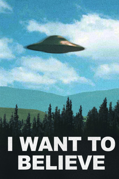 I Want To Believe TV Show UFO Flying In Sky Scifi Poster Vivid Color Blue Sky Aliens TV Show Scary Horror Cool Wall Decor Art Print Poster 24x36