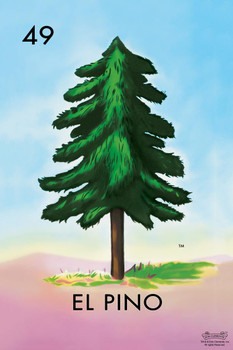 Laminated 49 El Pino Pine Tree Loteria Card Mexican Bingo Lottery Poster Dry Erase Sign 12x18