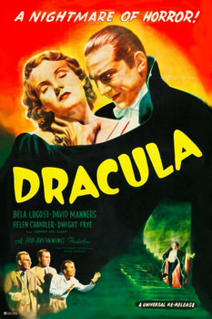 Laminated Dracula 1931 Bela Lugosi Nightmare Of Horror Retro Vintage Horror Movie Poster Horror Movie Merchandise Monster Memorabilia Spooky Scary Halloween Decorations Poster Dry Erase Wall Art 24x36