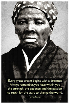 Laminated Harriet Tubman Change The World Quote Face Photo Motivational Inspirational History Inspire Quotation Gratitude Positivity Support Motivate Good Vibe Poster Dry Erase Wall Art 24x36
