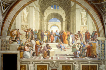 Laminated Raphael School of Athens Renaissance Painting Classical Philosopher Socrates Aristotle Greek Philosophy Painter Poster Dry Erase Sign 36x24