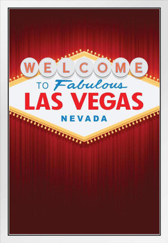 Welcome To Fabulous Las Vegas Sign White Wood Framed Poster 14x20