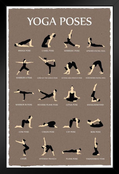 Yoga Poses Reference Chart Studio Gray Art Print Stand or Hang Wood Frame Display Poster Print 9x13