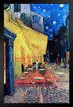 Vincent Van Gogh Cafe Terrace At Night Van Gogh Wall Art Impressionist Painting Style Cafe Town Wall Decor Landscape Night Sky Poster Starry Night Decor Fine Art Stand or Hang Wood Frame Display 9x13