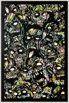 Zombies Undead Horror Movie Spooky Scary Halloween Decorations Cool Psychedelic Trippy Hippie Decor UV Light Reactive Black Light Eco Blacklight Poster For Room