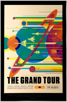 NASA The Grand Tour Solar System JPL Art Space Tourism Travel Retrowave Futurism Cool Psychedelic Trippy Hippie Decor UV Light Reactive Black Light Eco Blacklight Poster For Room